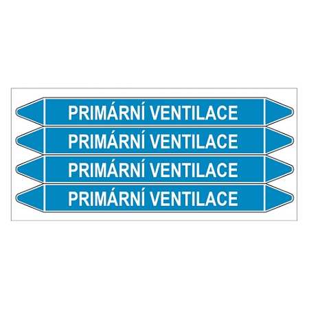 Značení potrubí, primární ventilace,4 ks, 250 × 26 mm